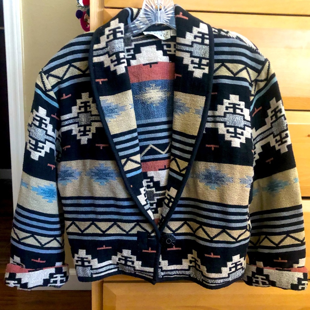 Cropped vintage Aztec blazer